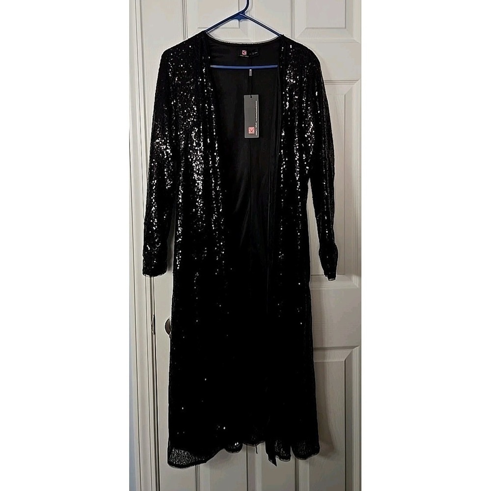 Kancy Kole‎ Womans Maxi Sequin Open Cardigan Size Small NWT